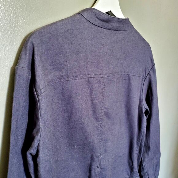 Caslon Linen Blend Jacket Size Small Gray Snap Button Pockets Light Utility - Picture 4 of 10